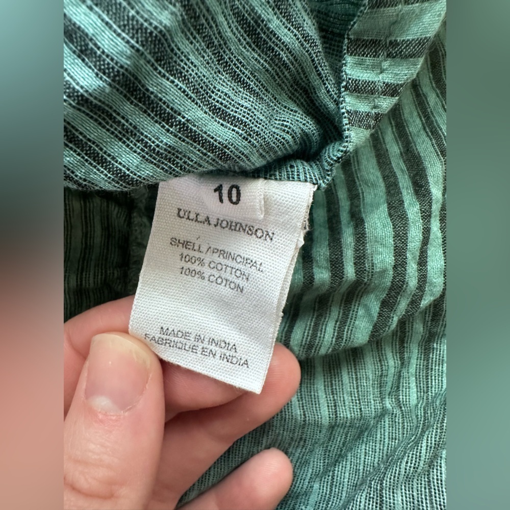 Ulla Johnson Ophelia Cotton Voile Peplum Blouse Teal
Stripe Size 10 - Picture 11 of 16